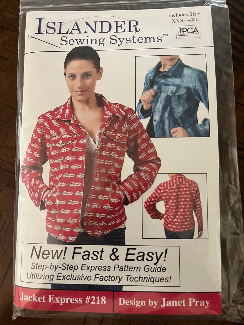 Islander Red Printed Jean Jacket Pattern